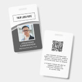 Modern Employee ID Foto Logo QR Code Badge (Voor- en achterkant)