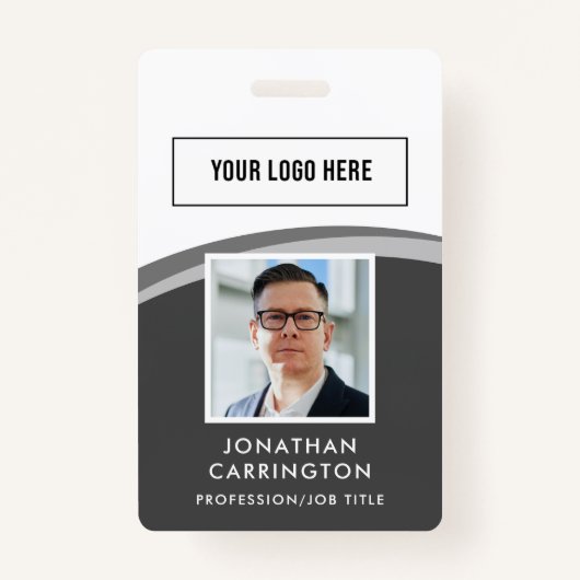 Modern Employee ID Foto Logo QR Code Badge (Voorkant)