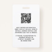 Modern Employee ID Foto Logo QR Code Badge (Achterkant)