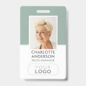 Modern Employee ID Naam Bedrijf Logo Green Badge (Voorzijde)