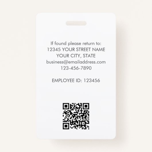 Modern Employee ID Naam Bedrijf Logo Green Badge (Achterkant)