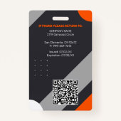 Modern Employee Photo ID Company Security QR Badge (Achterkant)