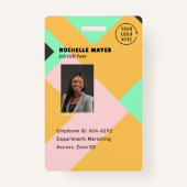 Modern Employee Photo ID Company Security QR Badge (Voorkant)