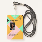 Modern Employee Photo ID Company Security QR Badge (Voorkant met draagriem)
