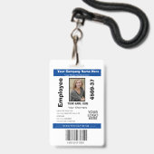 Modern Employee Photo ID Kaart Business QR Logo Badge (Front with Lanyard)