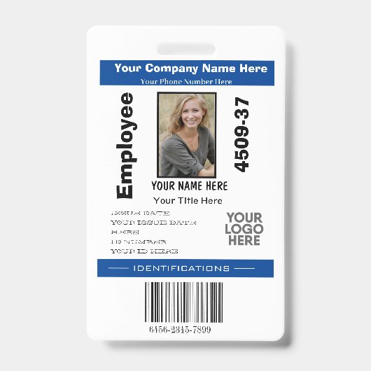 Modern Employee Photo ID Kaart Business QR Logo Badge (Front)