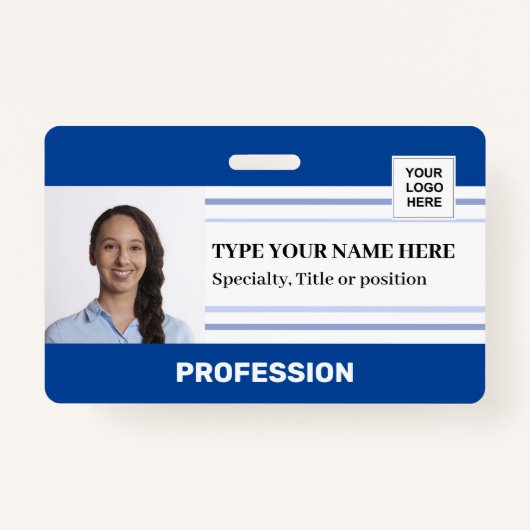 Modern Employee Photo Logo Barcode Name Badge (Voorkant)
