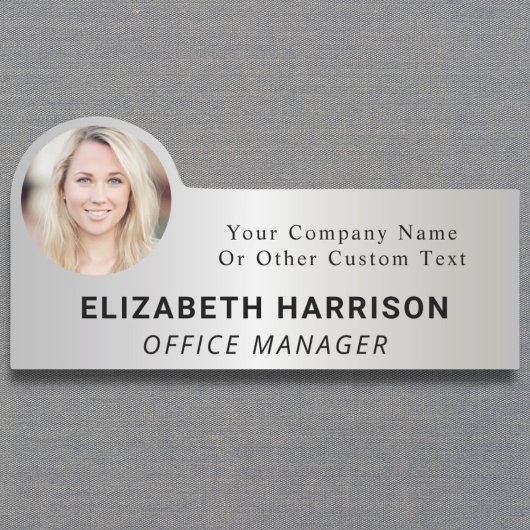 Modern Employee Photo Silver Naamplaatje