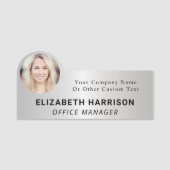 Modern Employee Photo Silver Naamplaatje (Voorkant)