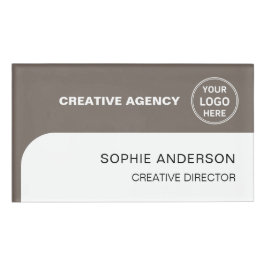 Modern Employee Staff Custom Logo Taupe  Naambadge