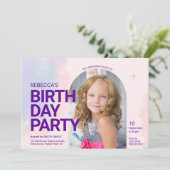 Modern en Bold Birthday Invitation Kaart voor GIrl (Staand voorkant)