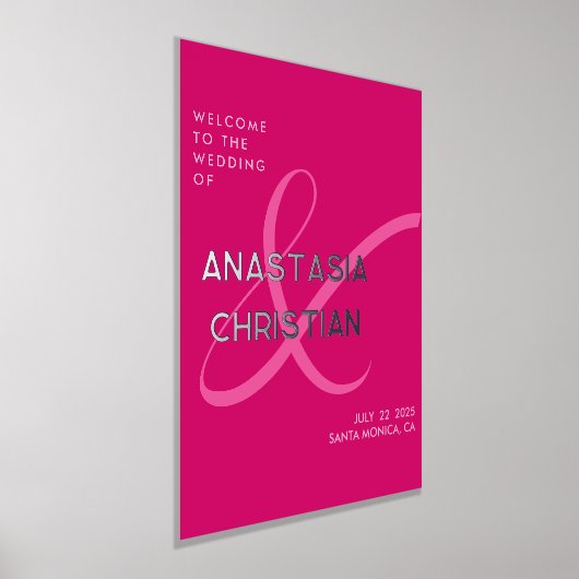 Modern en Bold Magenta Bruiloft Welkom Folie Afdrukken (Laagn)