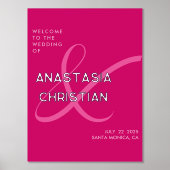 Modern en Bold Magenta Bruiloft Welkom Folie Afdrukken (Voorkant)