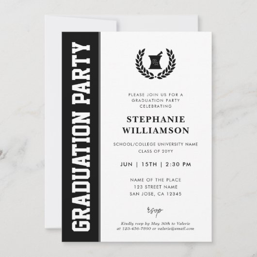 Modern en Bold Pharmacy School Afstuderen Foto Kaart (Voorkant)