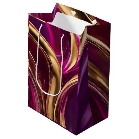 Modern en Chic-Fuchsia Paarse en Goud- Medium Cadeauzakje (Voorkant Gekanteld)