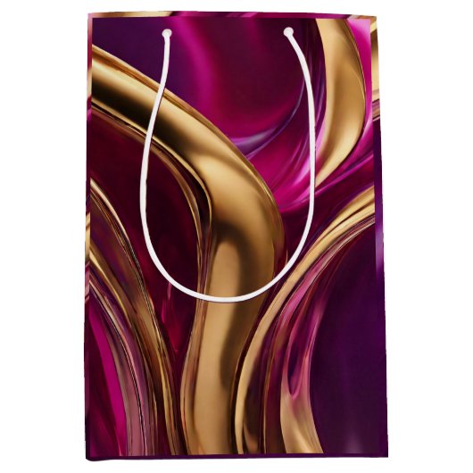 Modern en Chic-Fuchsia Paarse en Goud- Medium Cadeauzakje (Voorkant)