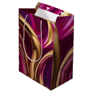 Modern en Chic-Fuchsia Paarse en Goud- Medium Cadeauzakje
