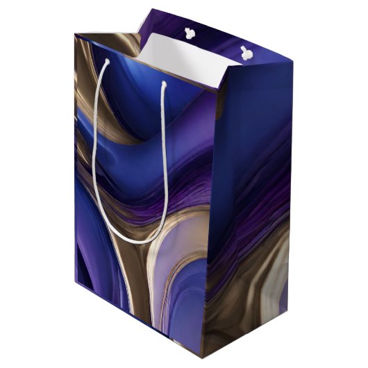 Modern en chique-blauw Paarse en gouden Medium Cadeauzakje (Achterkant Gekanteld)