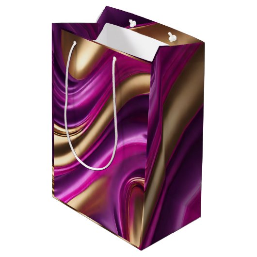 Modern en chique-Paarse Roze en Goud- Medium Cadeauzakje (Achterkant Gekanteld)