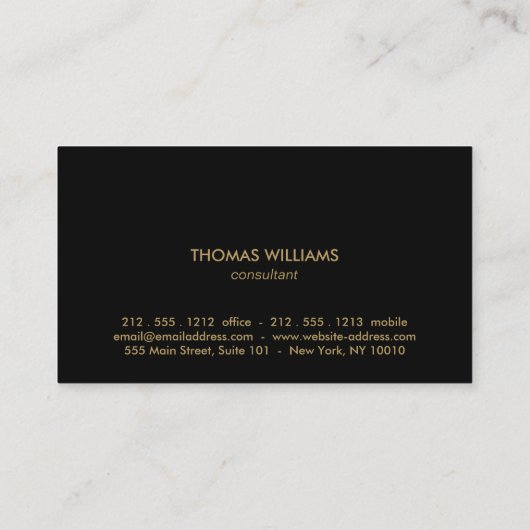 MODERN en EENVOUDIG GOUDEN DOOS LOGO op ZWART Visitekaartje (Achterkant)