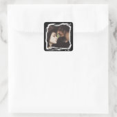 Modern en eenvoudig uniek fototemplate bruiloft vierkante sticker (Tas)