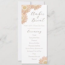 Modern en eenvoudig zonnebloem bruiloft programma