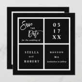 Modern en eenvoudig zwart sparen de Datum Fotokaar Save The Date (Voorkant / Achterkant)