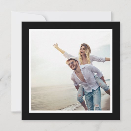 Modern en eenvoudig zwart sparen de Datum Fotokaar Save The Date (Achterkant)