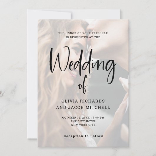 Modern en Elegant | Aangepaste fotobruiloft Kaart (Voorkant)