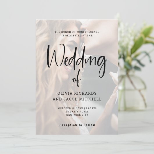 Modern en Elegant | Aangepaste fotobruiloft Kaart (Staand voorkant)