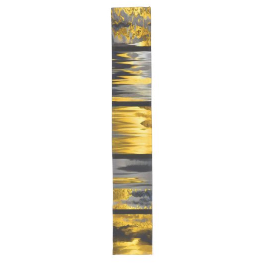 Modern en elegant Abstract grijs, zwart en goud Lange Tafelloper (Voorkant)
