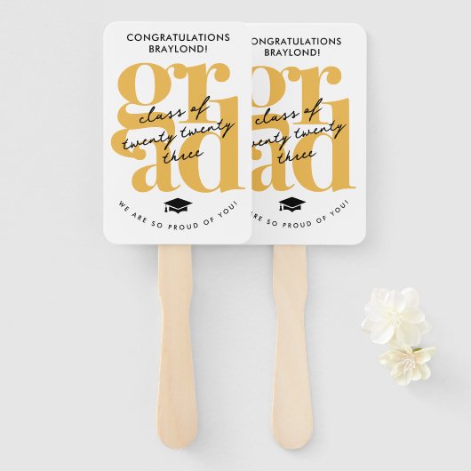 Modern en elegant Afstuderen Handwaaier (Voorkant en achterkant)