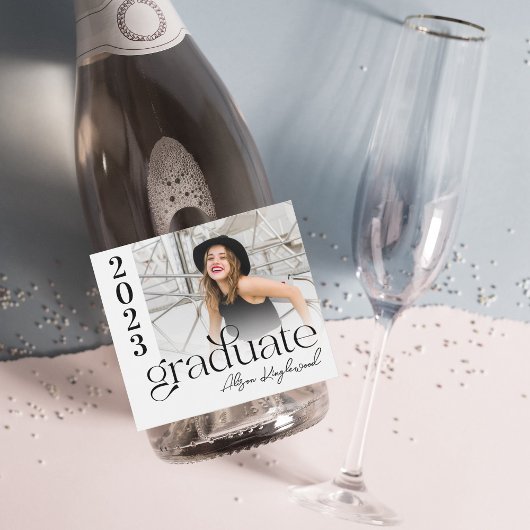 Modern en elegant Afstuderen Sparkling Wijnetiket