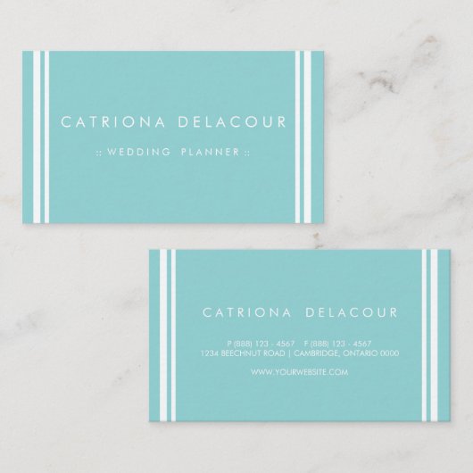 Modern en Elegant Blauw Gestreept Visitekaartje (Voorkant / Achterkant)