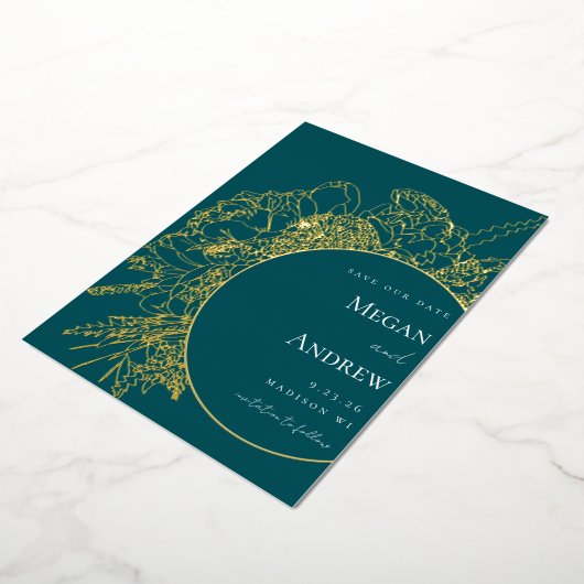 Modern en Elegant Bloemenboeket Save the Date Folie Uitnodiging (Gedraaid)