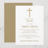 Modern en Elegant Christelijk Gold Cross | Doop Kaart (Voorkant / Achterkant)