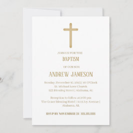 Modern en Elegant Christelijk Gold Cross | Doop Kaart