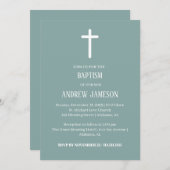 Modern en Elegant Christelijk Kruis | Doop Kaart (Voorkant / Achterkant)