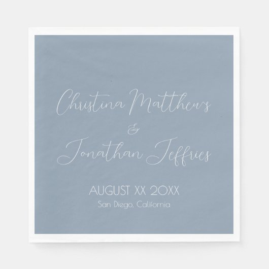 Modern en Elegant Dusty Blue Wedding Servet (Voorkant)