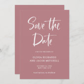 Modern en Elegant | Dusty Roos Wedding Save The Date (Voorkant / Achterkant)