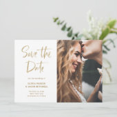 Modern en elegant Faux Gold | Foto Save The Date (Staand voorkant)