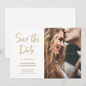 Modern en elegant Faux Gold | Foto Save The Date (Voorkant / Achterkant)
