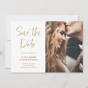 Modern en elegant Faux Gold   Foto Save The Date