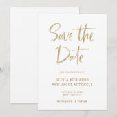 Modern en Elegant | Faux Gold Kijk Wedding Save The Date (Voorkant / Achterkant)
