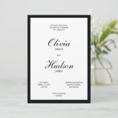 Modern en Elegant Huwelijk met Zwartrand Script Kaart (Staand voorkant)