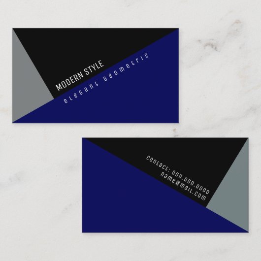 modern en elegant minimaal geometrisch blauw visitekaartje (Voorkant / Achterkant)