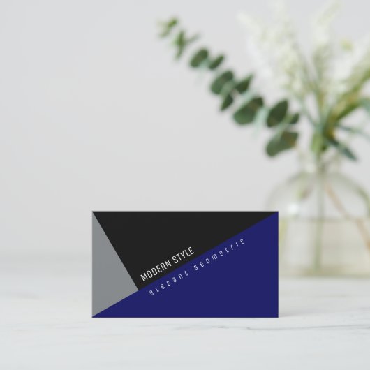 modern en elegant minimaal geometrisch blauw visitekaartje (Staand voorkant)