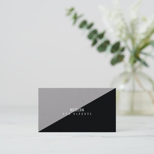 Modern en elegant minimaal zwart grijs visitekaartje (Staand voorkant)