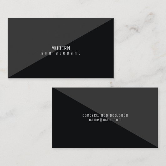 Modern en elegant minimaal zwart visitekaartje (Voorkant / Achterkant)