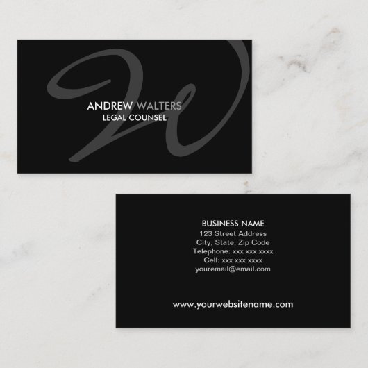 Modern en Elegant Monogram Visitekaartje (Voorkant / Achterkant)